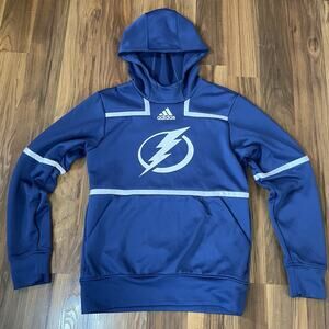 Adidas Womens Tampa Bay Lightning Blue Skate Lace Primeblue Team Pullover Hoodie